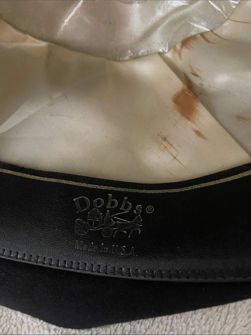 Dobbs Classic Black Bowler Hat with Gold Buckle Women’s M L